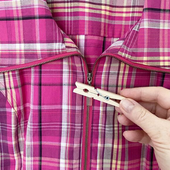 Christopher & Banks Jacket Womens Medium Plaid Full Zip Long Sleeved Preppy - Picture 11 of 11
